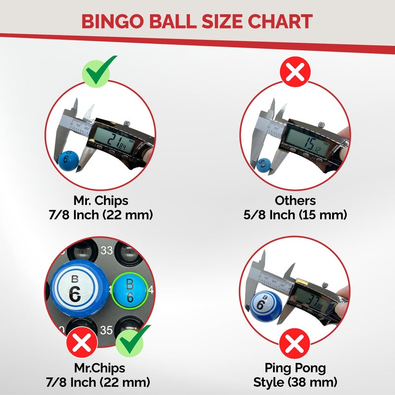 MR CHIPS Easy Read Bingo Balls 7/8 Inch Diameter (22 mm) with Fade and Scratch Resistant Large Numbers Letters That Will Never Rub Off - Compatible with 11 Inch Tall Bingo Cage - Image 3